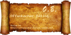 Offenbacher Bálint névjegykártya